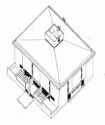 pict 54 * 54. Wesleyan Methodist Church, - L. Marques (Maputo) ? axonometric - pastor?s residence, offices and hall * 1142 x 1352 * (33KB)